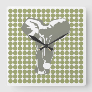 Green Safari Dot mit Pop Art Elephant Quadratische Wanduhr