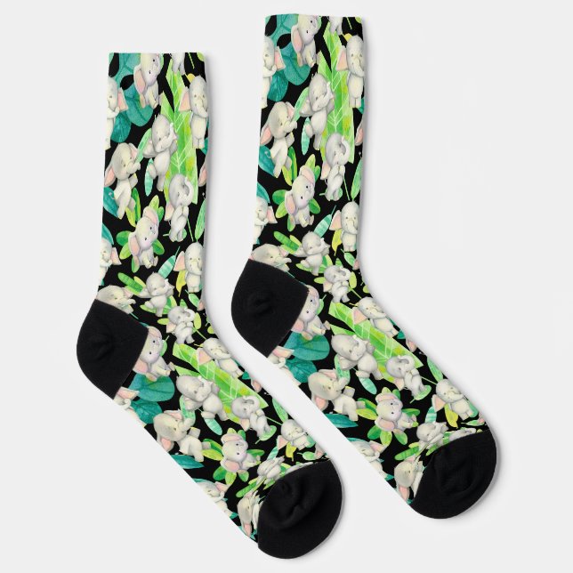 Green Safari Elephant Socks Socken (Rechts)