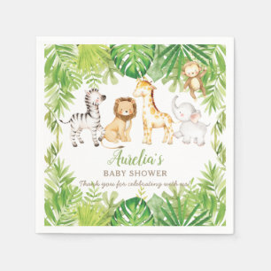 Green Safari Forest Jungle Animals Babydusche Serviette