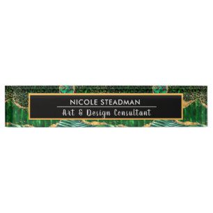 Green Safari Jungle Animal Print Agate Namensplakette