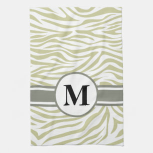 Green Safari Zebra mit Monogramm Handtuch