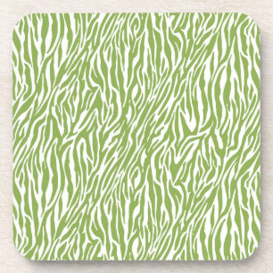 Green Safari Zebra Print Getränkeuntersetzer