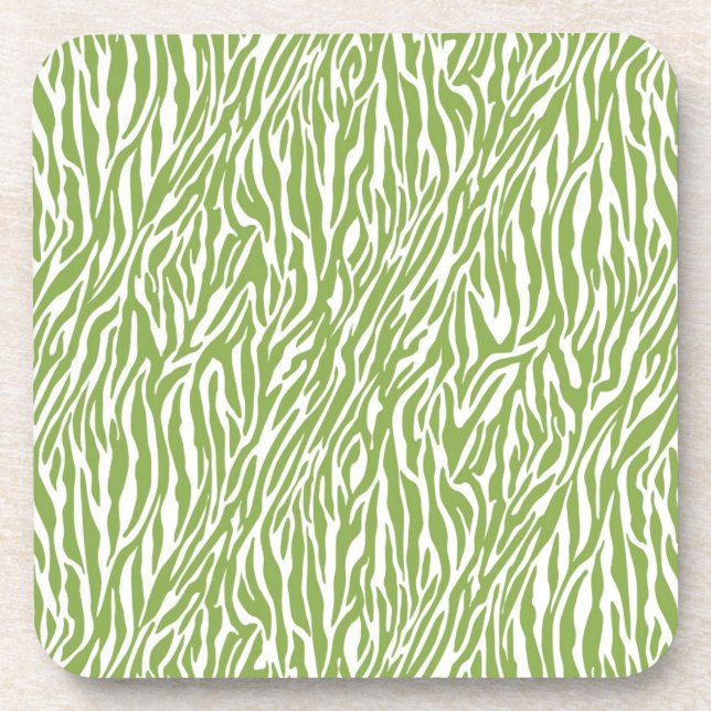 Green Safari Zebra Print Getränkeuntersetzer (Vorderseite)