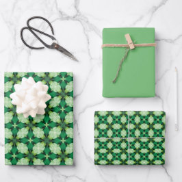 Green, Sage & Black Tile Muster Geschenkpapier Set