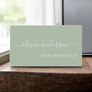 Green Sage Girly Simple Hair Makeup Salon Visitenkarte