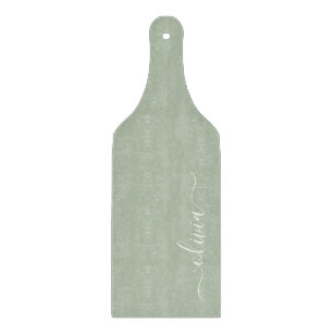 Green Sage Modern Script Girl Monogram Name Schneidebrett