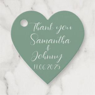 Green Sage Script Simple Elegant Classic Wedding Geschenkanhänger