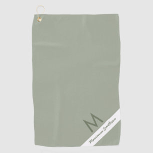 Green Sage Strip Moderner Mit Monogramm Name Benut Golfhandtuch