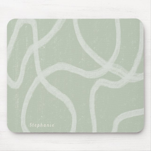 Green Sage White moderne abstrakte Custom Mouse Pa Mousepad (Vorne)