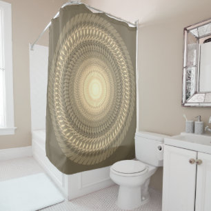 Green sägt Mandala in Stämmen in Sepia Duschvorhang