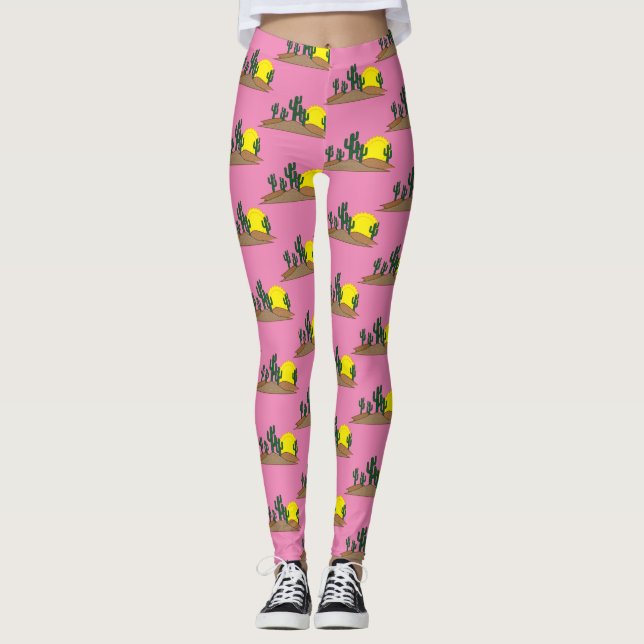 Green Saguaro Cactus Wüste Sunrise Thunder_Cove Leggings (Vorderseite)