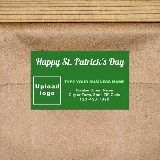 Green Saint Patrick Business Rectangle Aufkleber (Business brand with Saint Patrick greeting on green rectangle sticker)