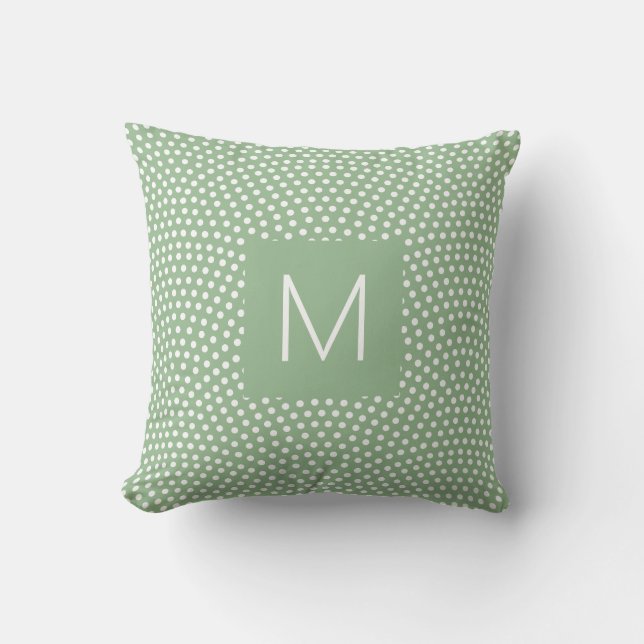 Green Same Komon (Haihaut) Mit Monogramm Kissen (Vorderseite)