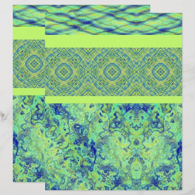 Green Sampler Scrapbook Paper 2-Sided Page (Vorne/Hinten)