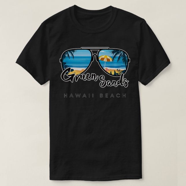 Green Sands Beach Hawaii Palm Tree Sunglasses Souv T-Shirt (Design vorne)