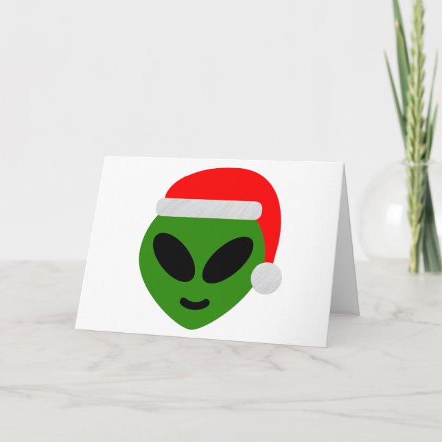 green santa Alien emoji Feiertagskarte (Vorderseite)