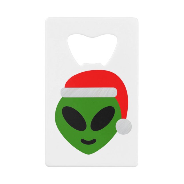 green santa Alien emoji Geldbeutel Flaschenöffner (Vorderseite)