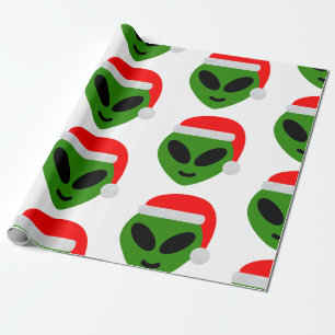 green santa Alien emoji Geschenkpapier