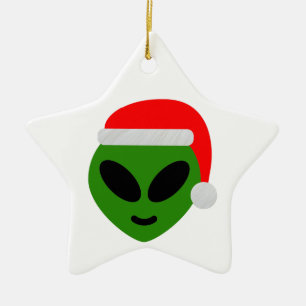 green santa Alien emoji Keramik Ornament