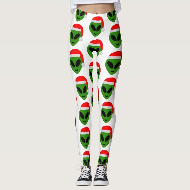 green santa Alien emoji Leggings (Vorderseite)