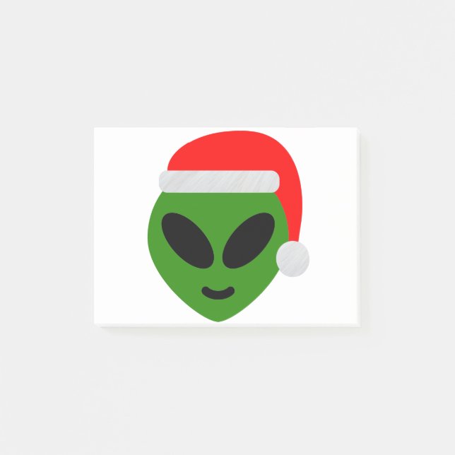 green santa Alien emoji Post-it Klebezettel (Vorderseite)