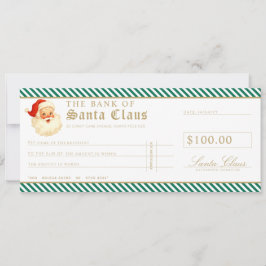Green Santa Cheque Gift Voucher Card Einladung