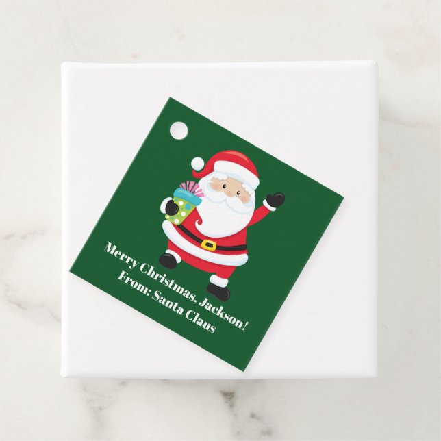 Green Santa Claus Custom Kids Weihnachts-Party Geschenkanhänger (Beispiel)