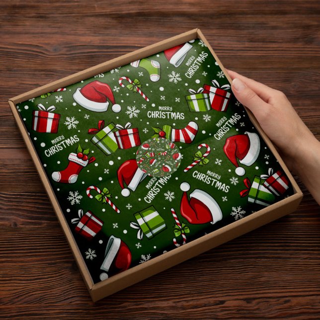 Green Santa Claus Hats | Weihnachtszettel Seidenpapier (Von Creator hochgeladen)