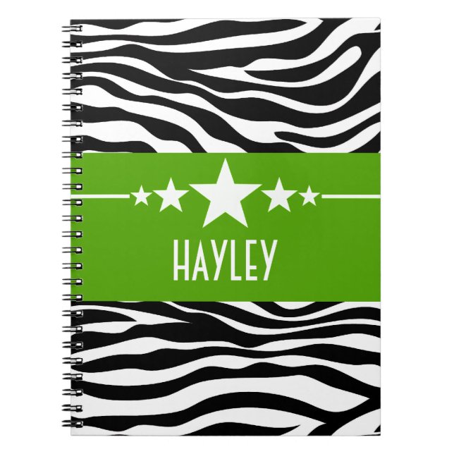 Green Sassy Star Zebra Notebook Notizblock (Vorderseite)