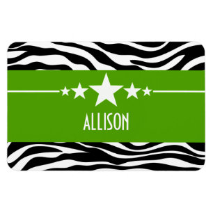 Green Sassy Star Zebra Premium Magnet