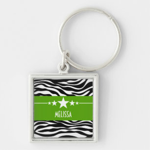 Green Sassy Star Zebra Premium Schlüsselanhänger