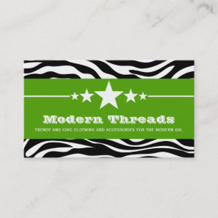 Green Sassy Star Zebra Print Business Card Visitenkarte
