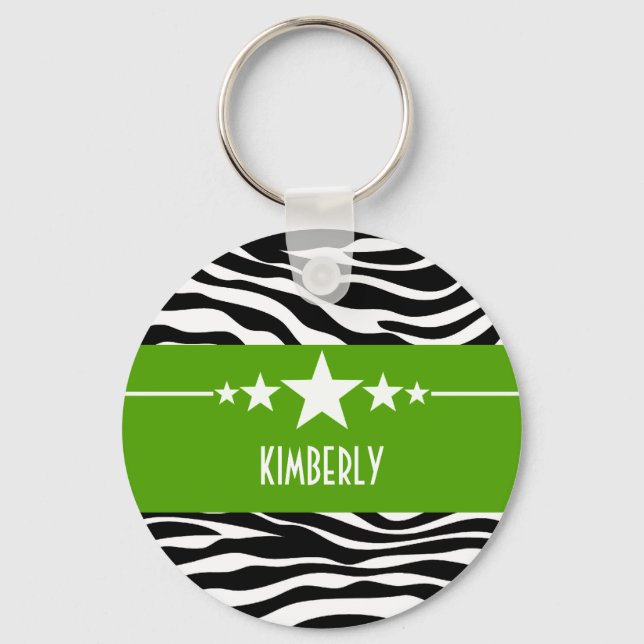 Green Sassy Star Zebra Schlüsselanhänger (Vorderseite)