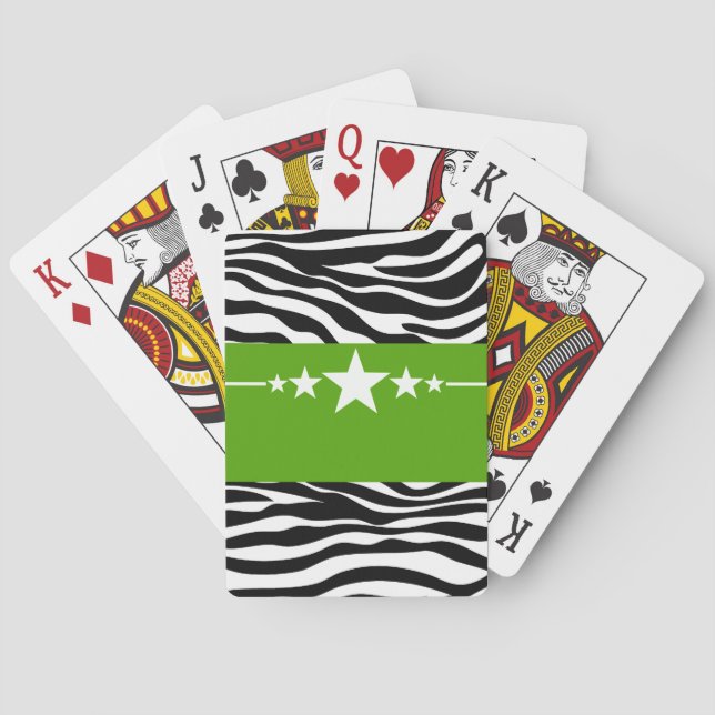 Green Sassy Star Zebra Spielkarten (Rückseite)