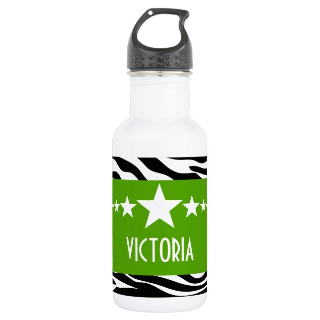 Green Sassy Star Zebra Trinkflasche (Vorderseite)