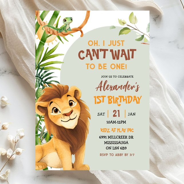 Green Savannah Lion Theme First Birthday Einladung (Von Creator hochgeladen)