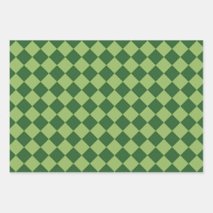 Green Schachbrett Diamond Pattern Geschenkpapier Set