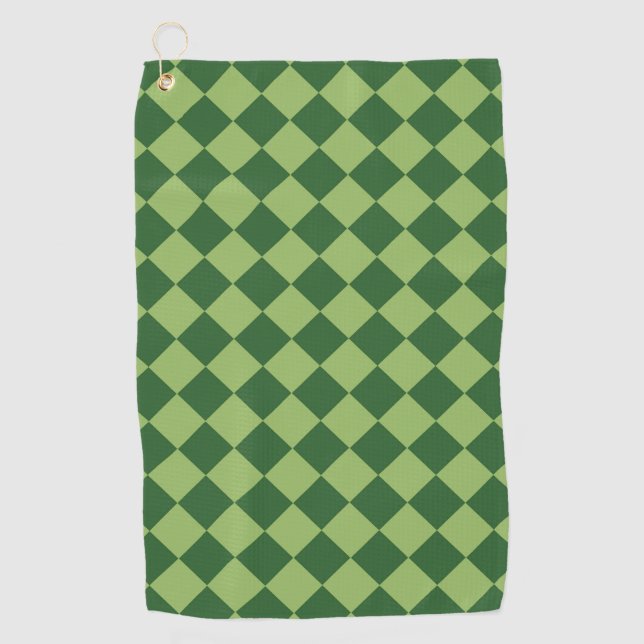 Green Schachbrett Diamond Pattern Golfhandtuch (Vorderseite)