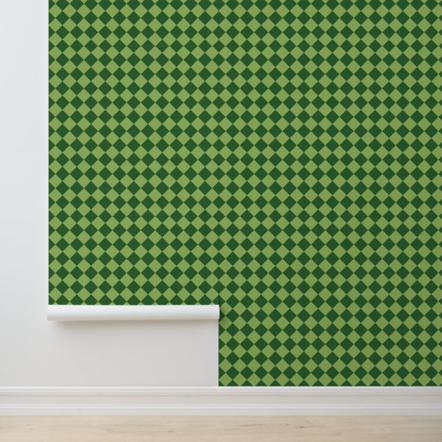 Green Schachbrett Diamond Pattern Tapete (Anwendung)