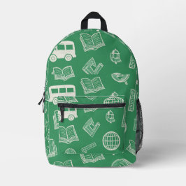 Green School Doodle Bedruckter Rucksack
