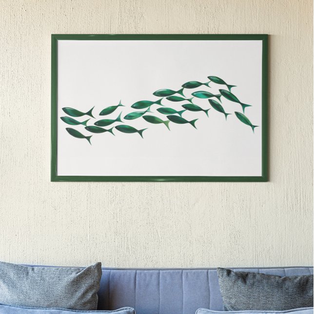 Green School of Fish Watercolor Poster (Von Creator hochgeladen)