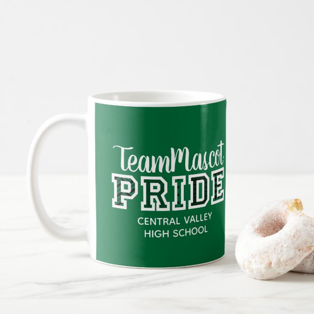Green School Pride Mascot Name Kaffee Tasse (Mit Donut)