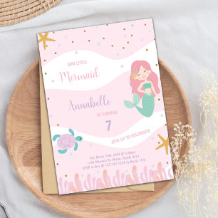 Green Schwanz Mermaid Geburtstagsaufrufe Einladung