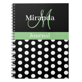 Green Schwarz-weiß Polka Dot Monogram Notizblock