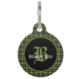 Green Scott Kariert Monogram Large Haustiermarke
