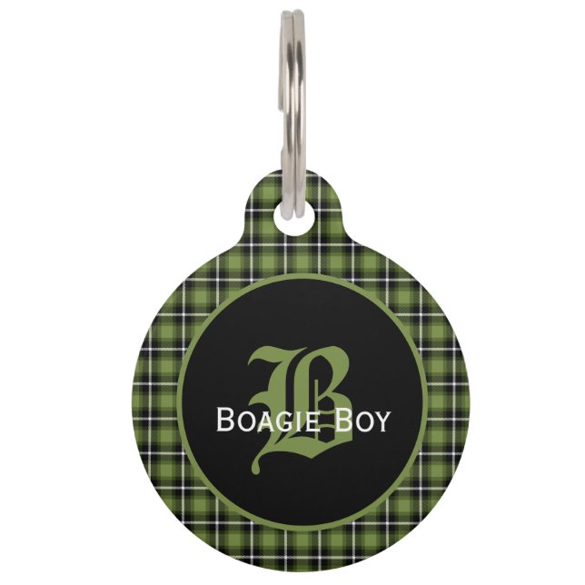 Green Scott Kariert Monogram Large Haustiermarke (Vorderseite)
