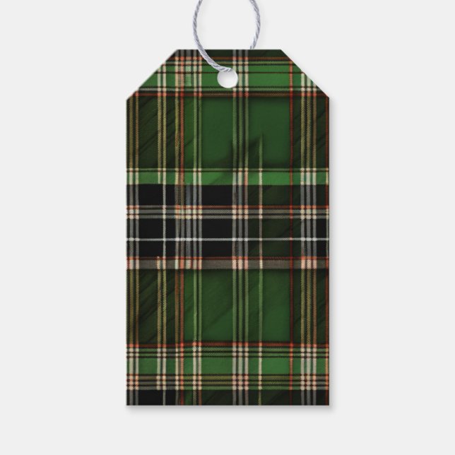 Green Scottish Tartan Gastgeschenk Hochzeit Geschenkanhänger (Vorderseite)