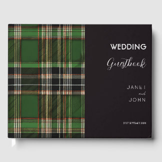 Green Scottish Tartan Wedding Gästebuch