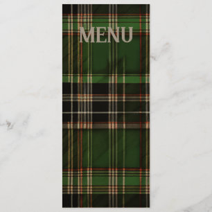 Green Scottish Tartan Wedding Menu Menükarte