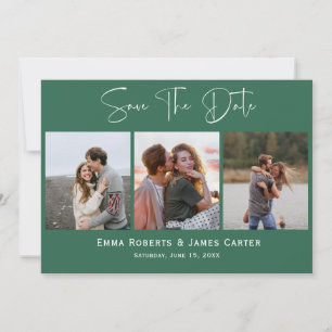 Green Script 3-Foto-Save the Date-Karte Save The Date